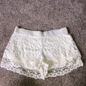 Cream lace shorts